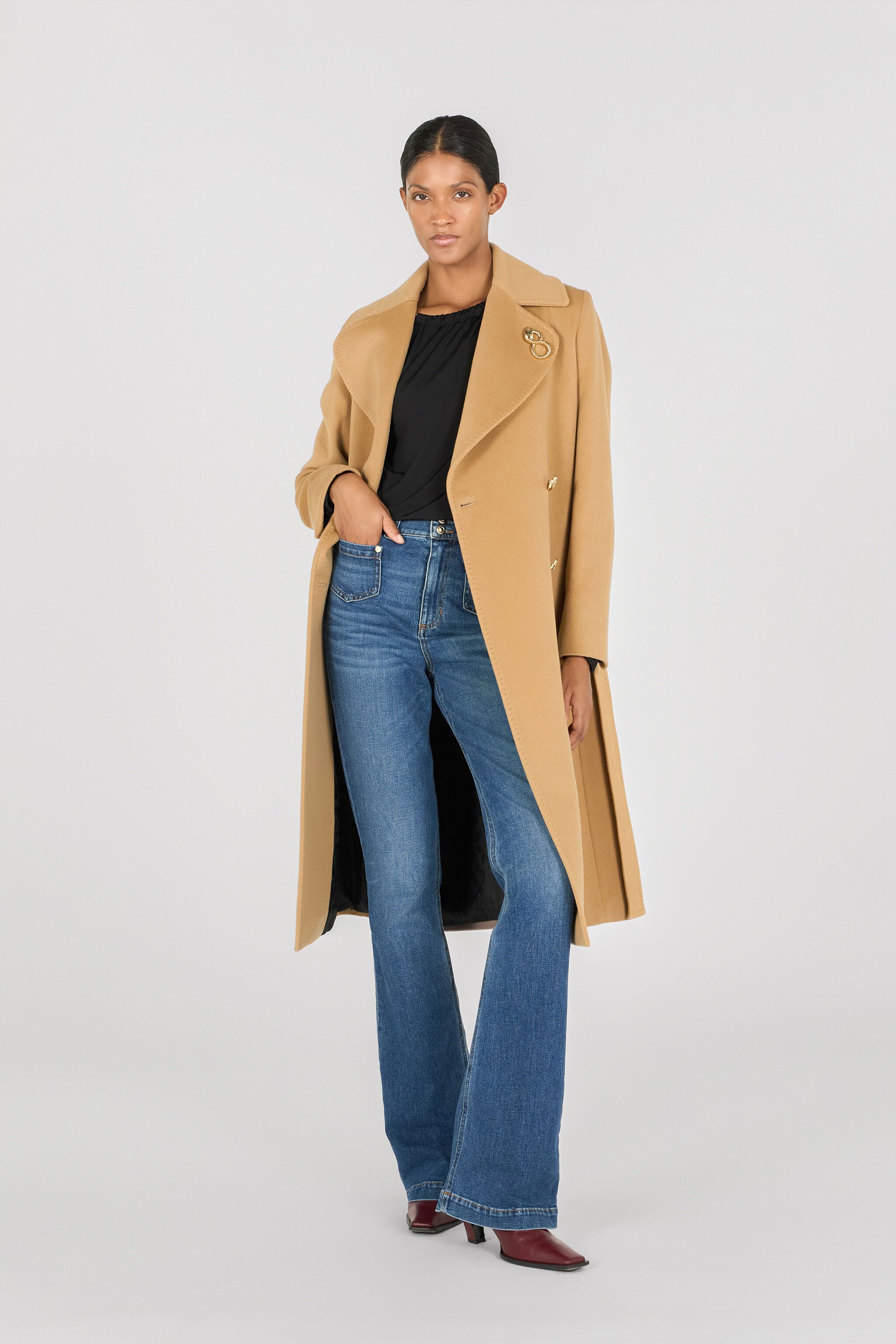 RC Woman Wool and Cashmere Coat CAMEL OOT50E-FT001