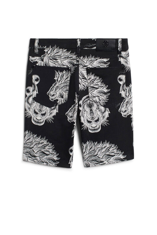 JU Black lion print cotton trousers JU Black lion print cotton trousers BLACK/WHITE IJT261-CBQ81