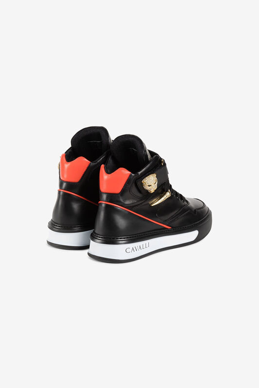RC Crystal-Embellished Panther Head Hi-Top Sneakers Black PQS003-PZ590