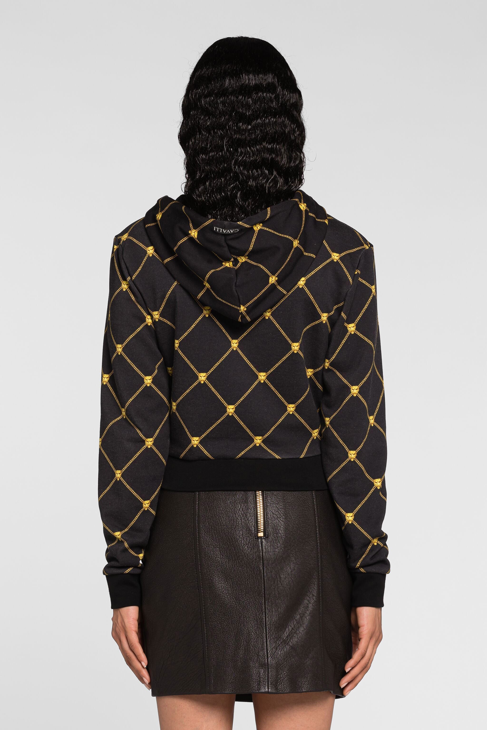 RC Panther Head And Chain-Print Zip Hoodie ORO/NERO/CRY PKT68D-5OE58
