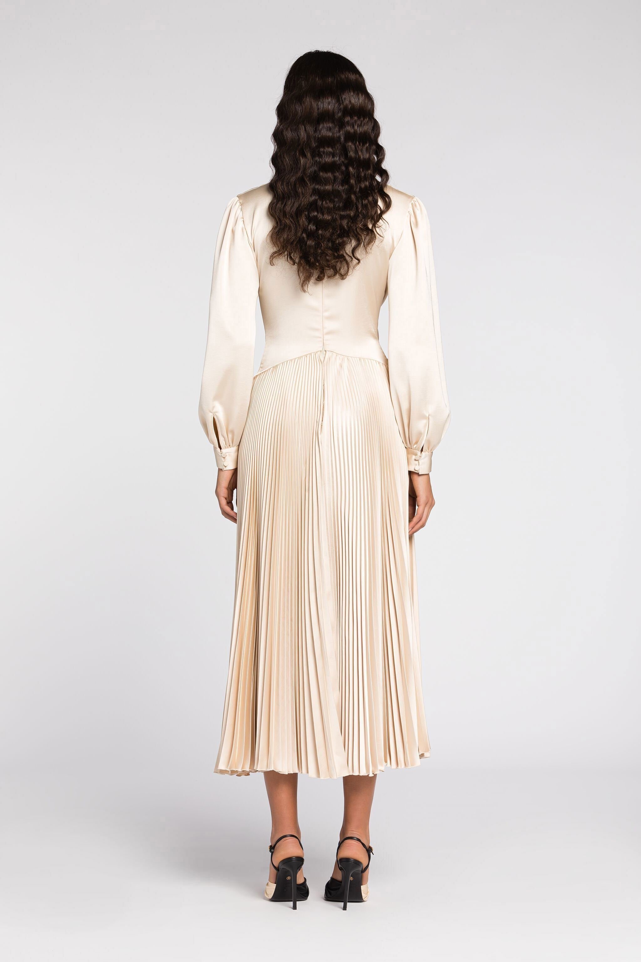 RC Plissee-Kleid Elfenbein QWT128-RD034