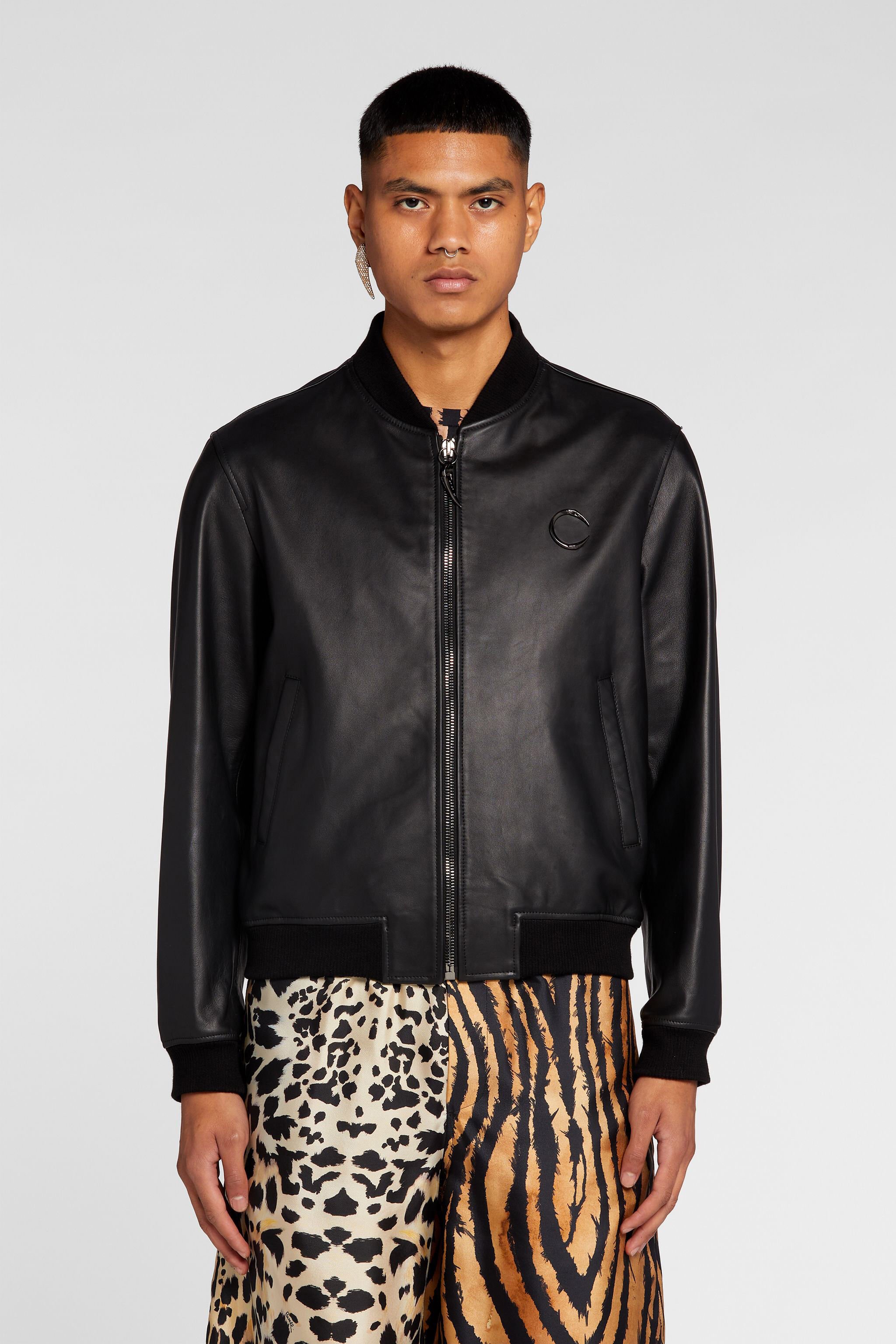 RC Bomberjacke aus Leder BLACK/GUN NNP820-PN001