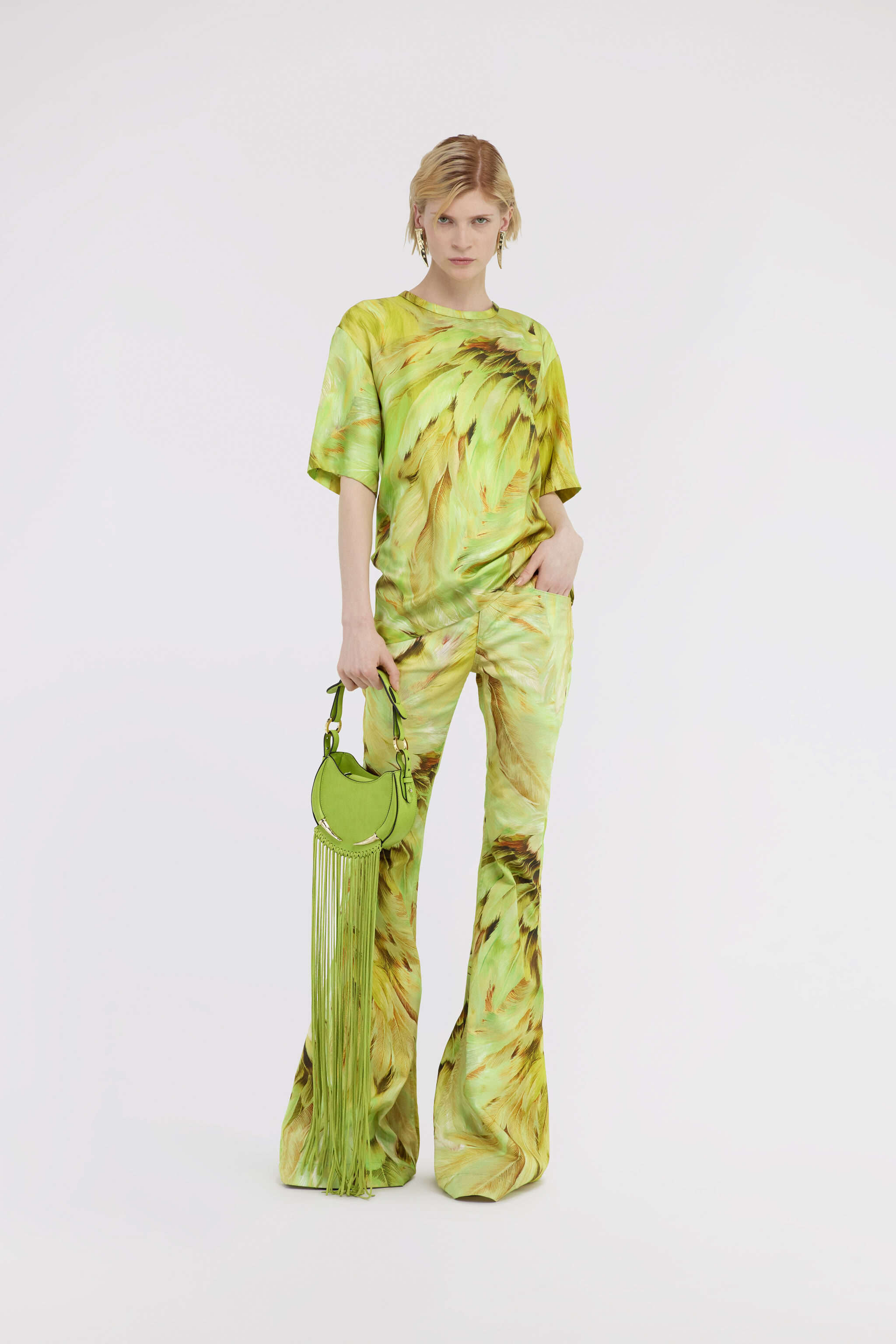 RC Plumage print t-shirt Verde claro SWT644-4QL71