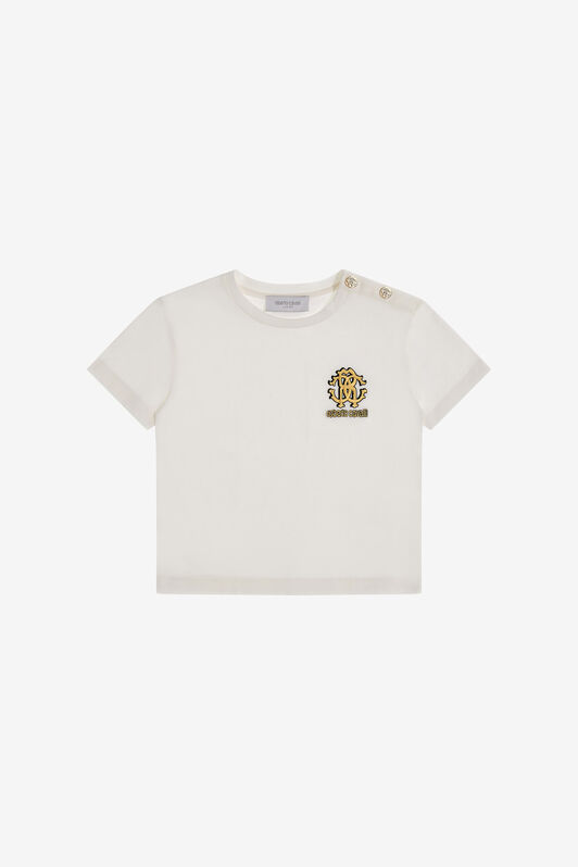 JU Camiseta De Algodón Con Monograma RC Milky white SJT618-JD001