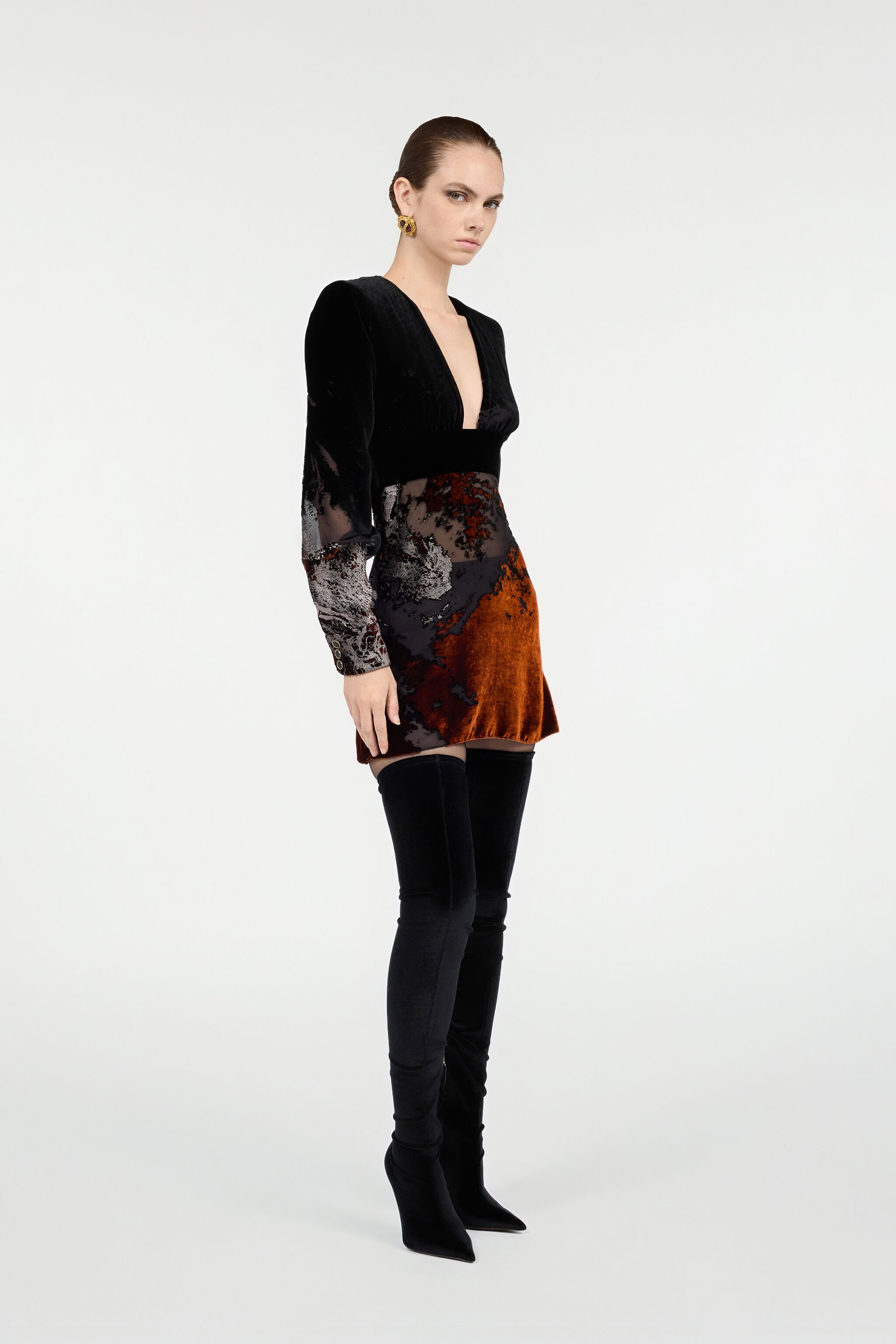 RC Black Mini Dress With Marine Print Black VWT132-VL066