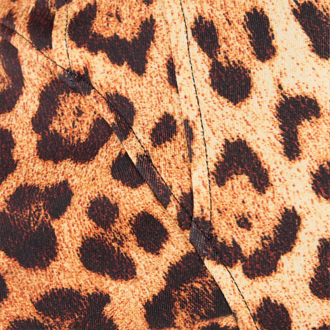RC Mini Dress with All-Over Jaguar Skin Print Brown VKT142-JMP73