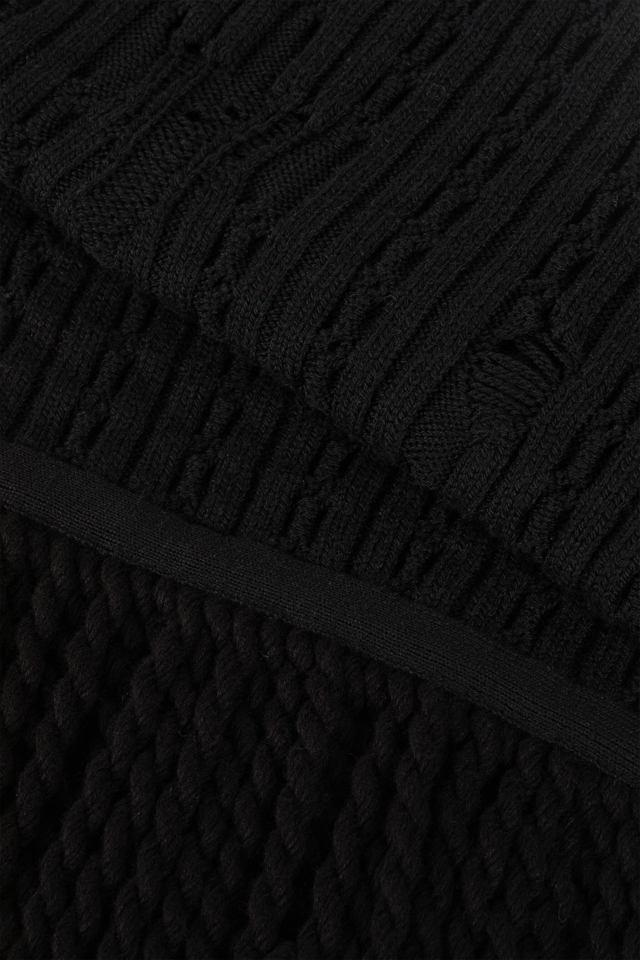 RC Ribbed-Knit Wool Scarf Black RRM654-MQ001