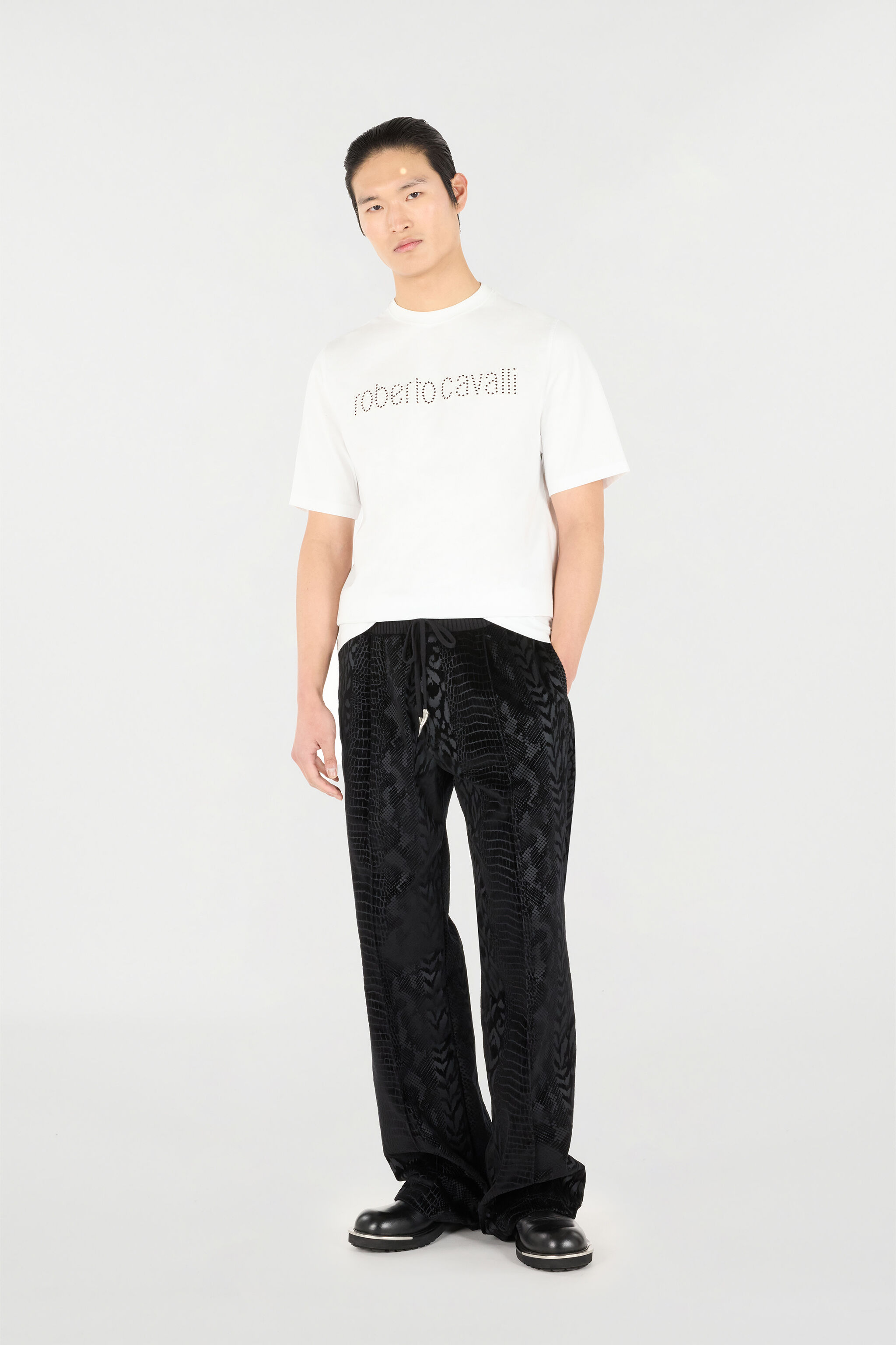RC T-Shirt With Logo And Mini Studs White URT61I-JD060