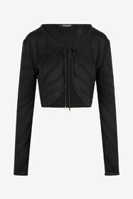 RC Black Cropped Tie Front Cardigan BLACK XQM901-MH012