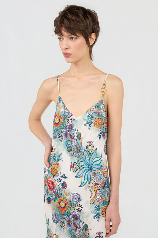 JC Dress Stampa Tropical Garden TURCHESE CHIRO WFT312-WF710