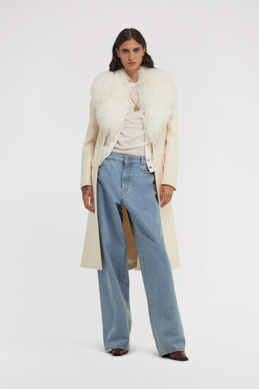 RC Long Coat with Wide Collar Ivory TKQ521-GA061