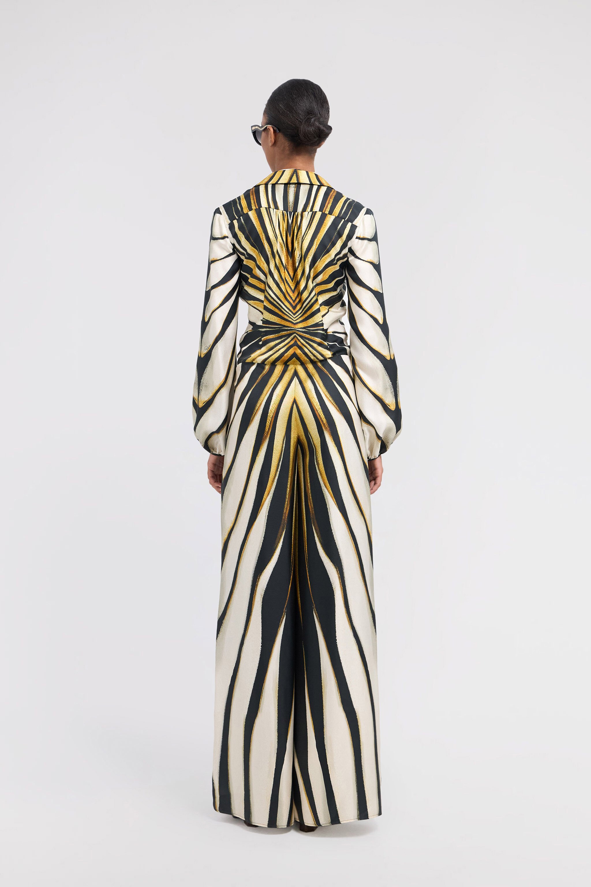 RC Ray Of Gold Print Silk Jumpsuit Gold TKT108-4QM33