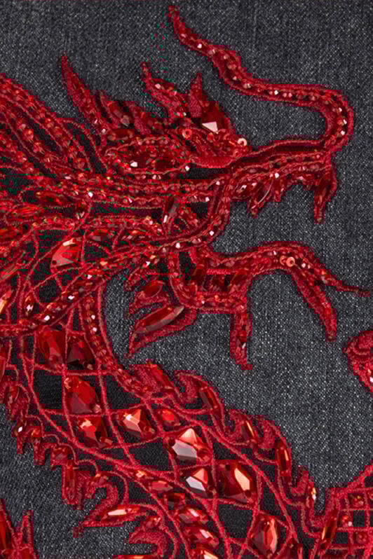 RC Shirt with Embroidery and Sequins Noir/Rouge VQJ161-DN001