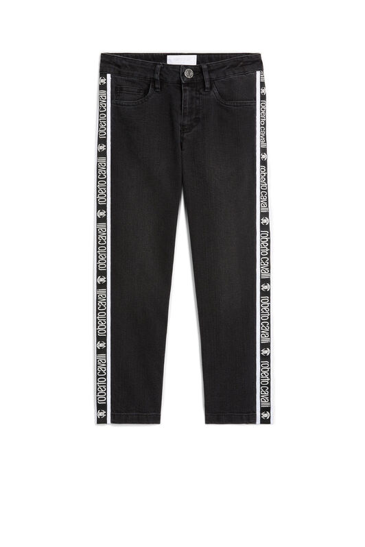 JU Jeans mit Seitenstreifen mit Logo JU Jeans mit Seitenstreifen mit Logo BLACK LJJ250-DS029