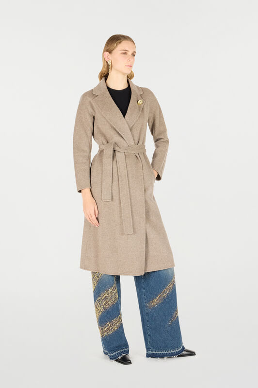 RC Brown Wool Cashmere Coat TORTORA MELANGE OOT50A-WH016