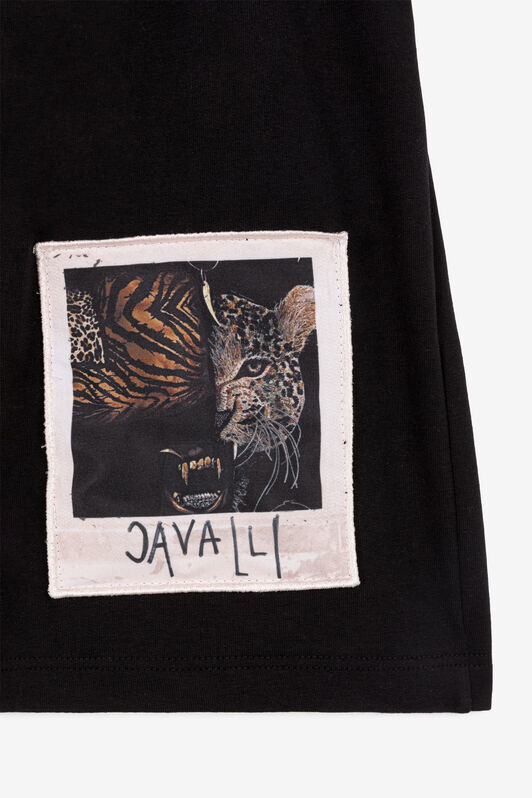 JU Animalier Photograph-Print Appliqué Shorts Black OJT266-ISA2J