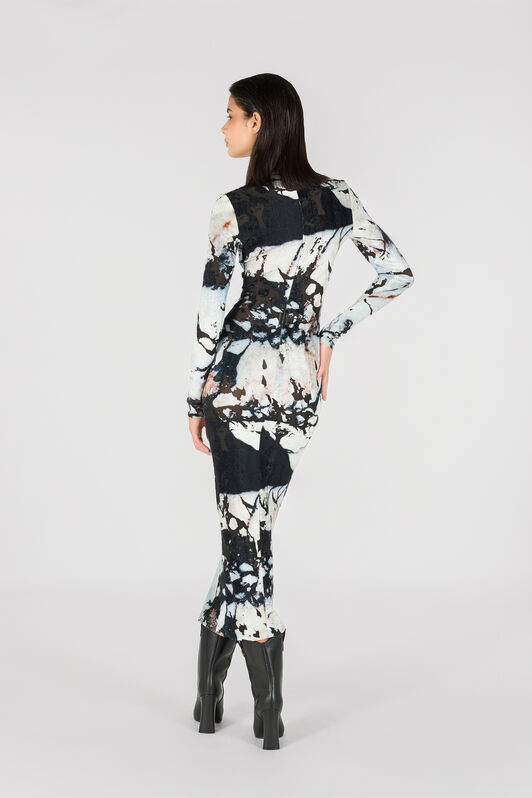 RC Long dress with Marble print Black/White TWT141-CPN18