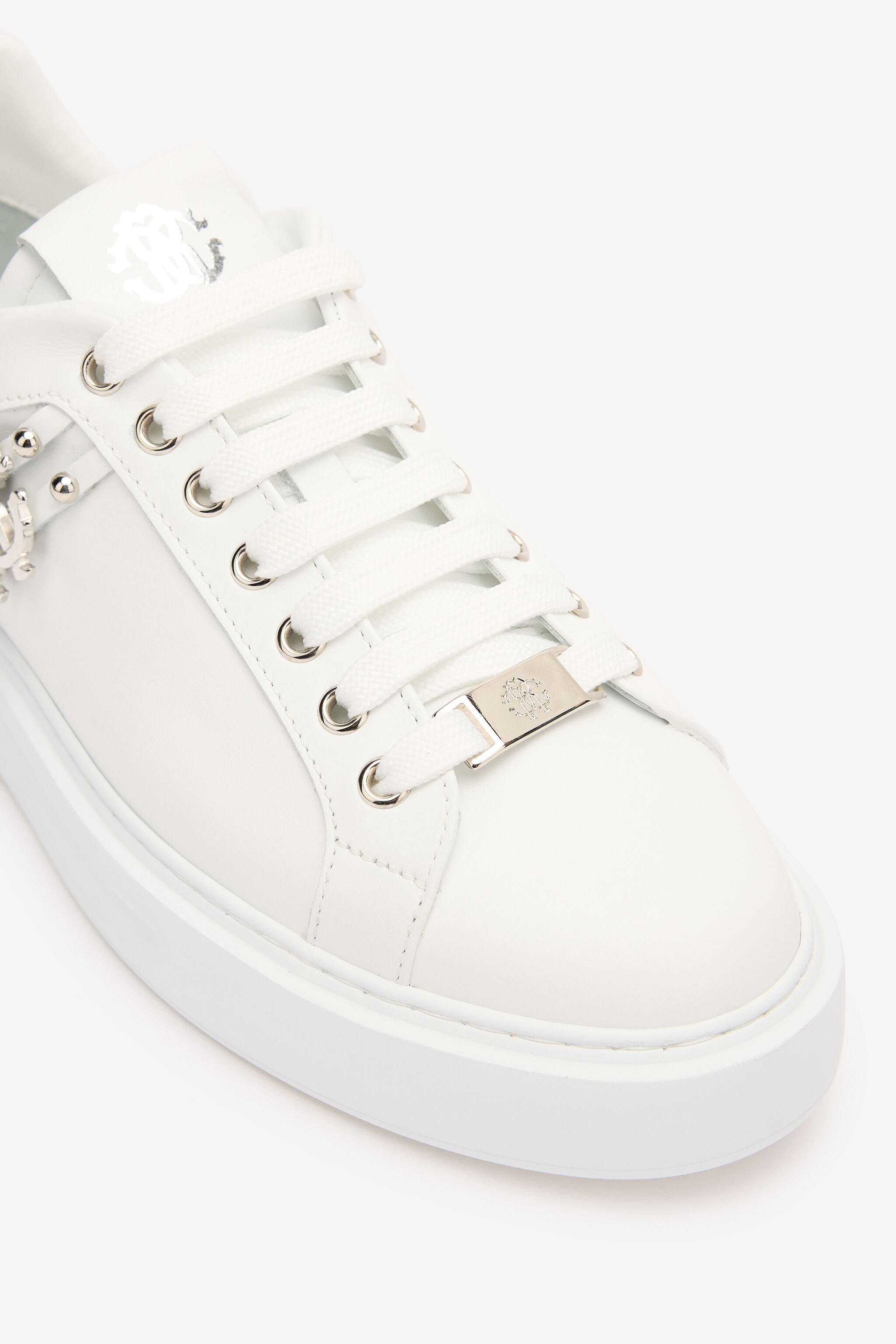 RC Leather Sneakers with Golden Details Weiß POS01E-PZ085