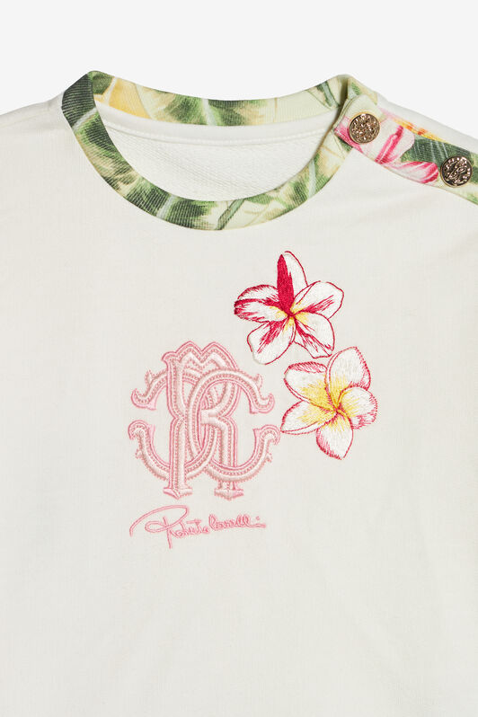 JU Sweatshirt With Embroidered Flowers And RC Monogram MILKY WHITE UJT663-CF050