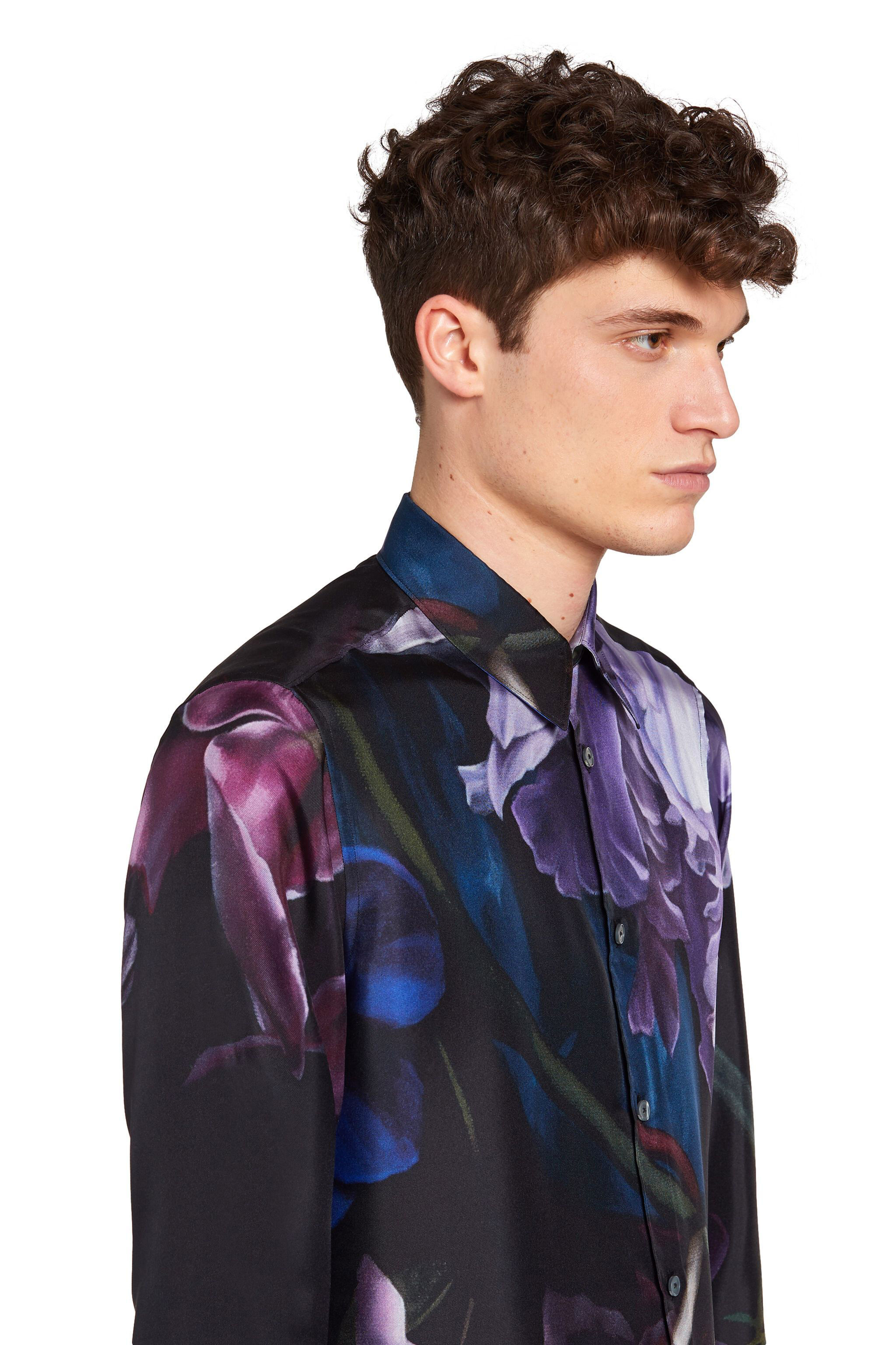 RC Camicia con stampa Marchito DEEP PURPLE/BLACK JNT730-2NS02