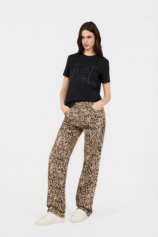 JC Denim-Hose aus Baumwolle mit Leopard-Print JC Denim-Hose aus Baumwolle mit Leopard-Print BEIGE VFJ046-VF255