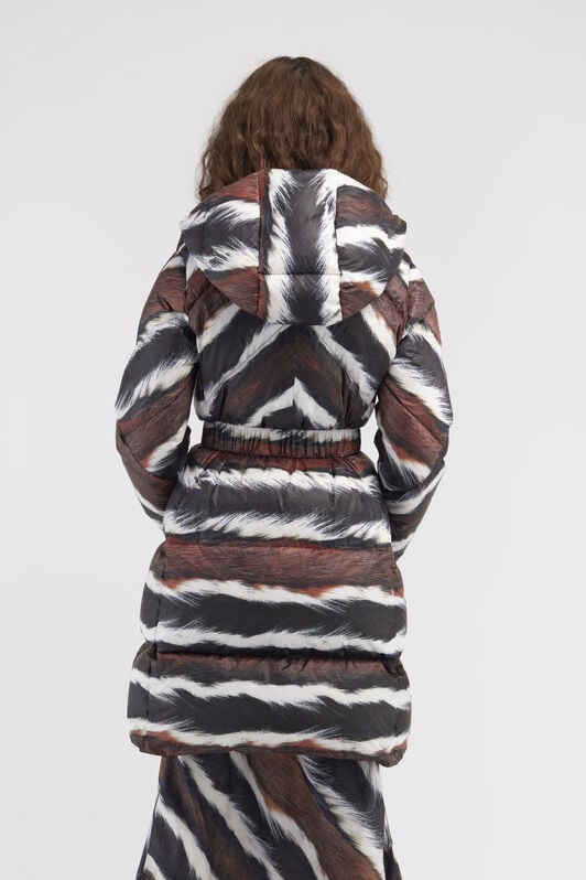 RC Piumino stampa Animalier con cintura Marrone scuro/Bianco RKT801-SRH33