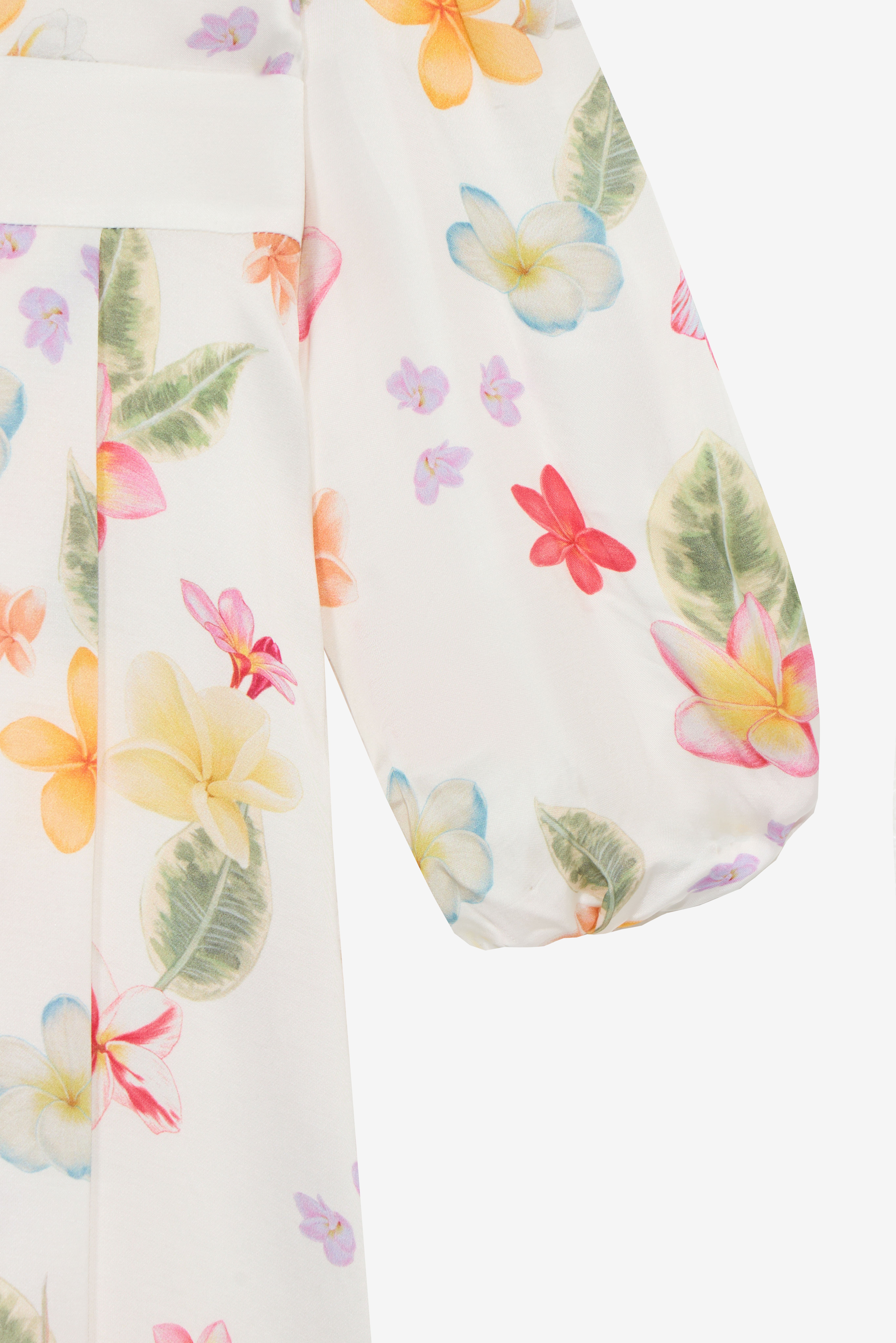 JU Long Dress with Floral Print MILKY WHITE UJT10X-6DO85