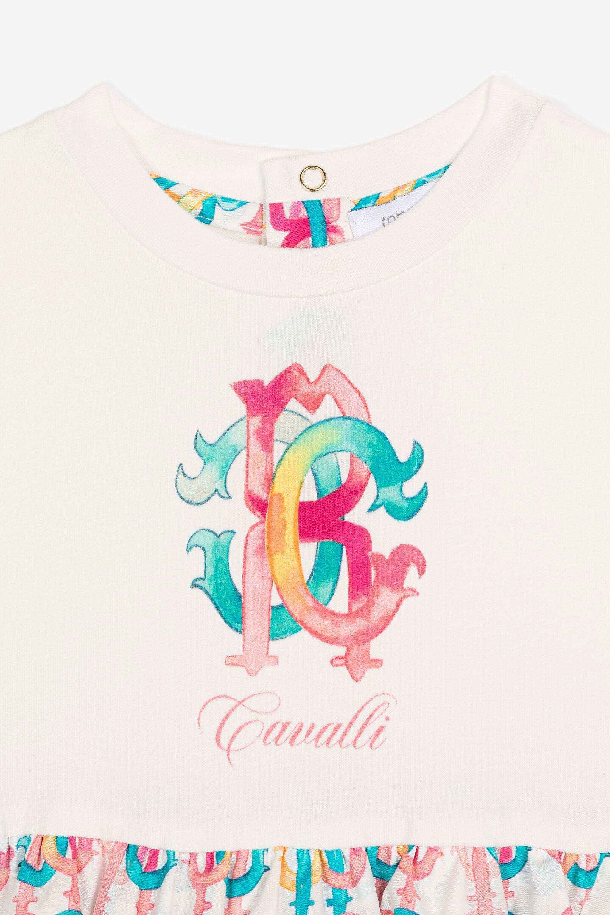 JU Colour-block monogram-print dress Light blue QJT141-JV025