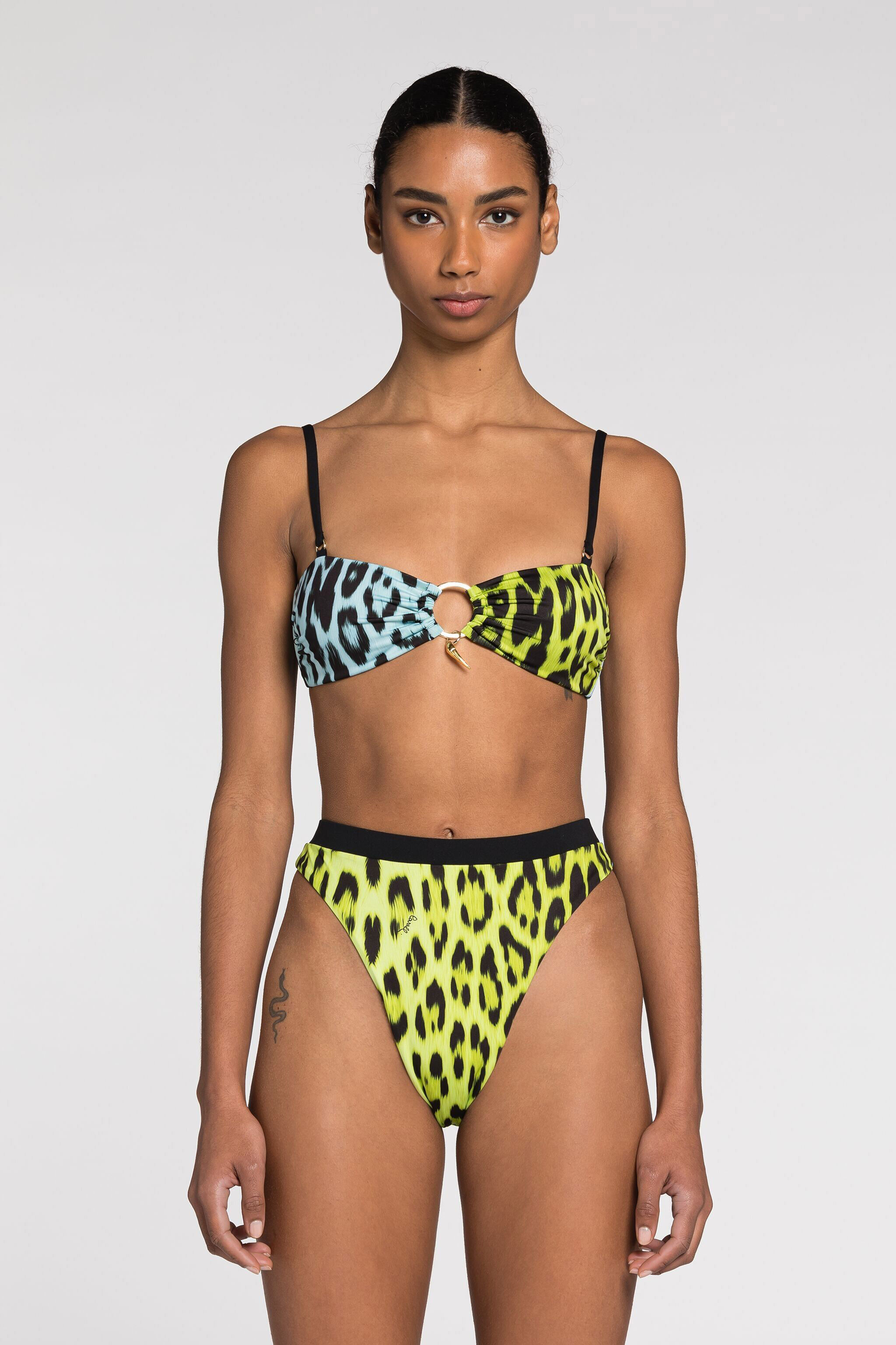 RC Bikini-Oberteil mit Jaguar-Print Hellgrün/Hellblau QKW00I-LNF53