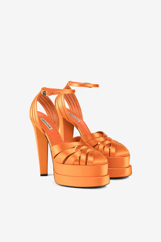 RC Caged leather platform sandals Orange RKS008-FLR01