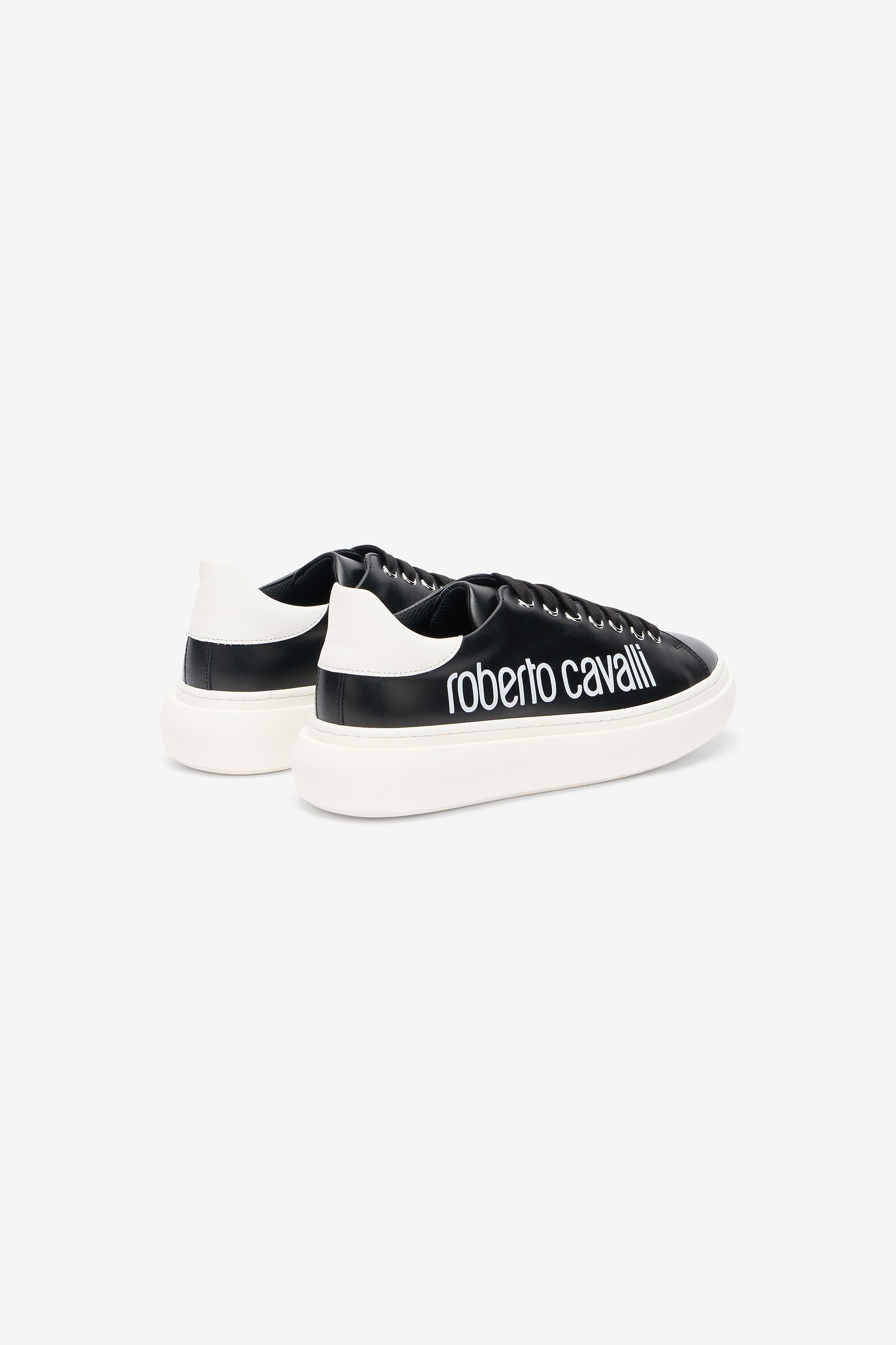RC Black Leather Sneaker With Logo BLACK/WHITE QOS01I-PZO16