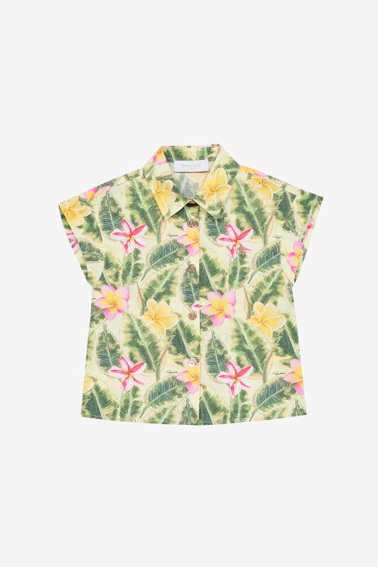 JU Shirt With Flower And Leaf Print Light green UJT72A-7MO38