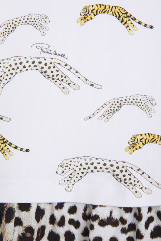 JU Kleid mit Jaguar- und Tiger-Print WHITE/BEIGE KJT155-FOU05