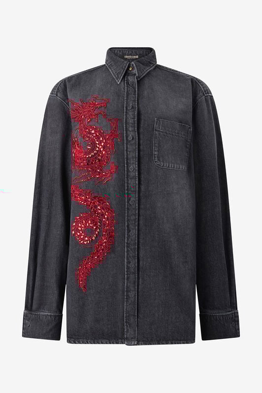 RC Shirt with Embroidery and Sequins Noir/Rouge VQJ161-DN001