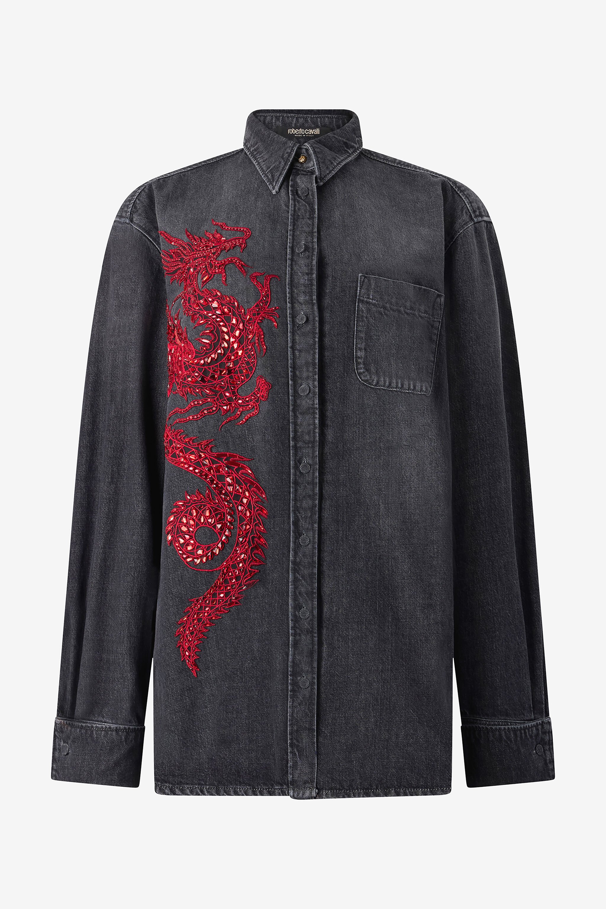 RC Shirt with Embroidery and Sequins Noir/Rouge VQJ161-DN001