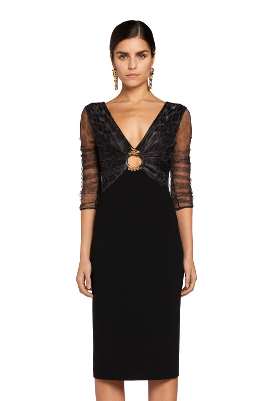 RC Sheer-overlay cocktail dress Negro LQT144-WB002