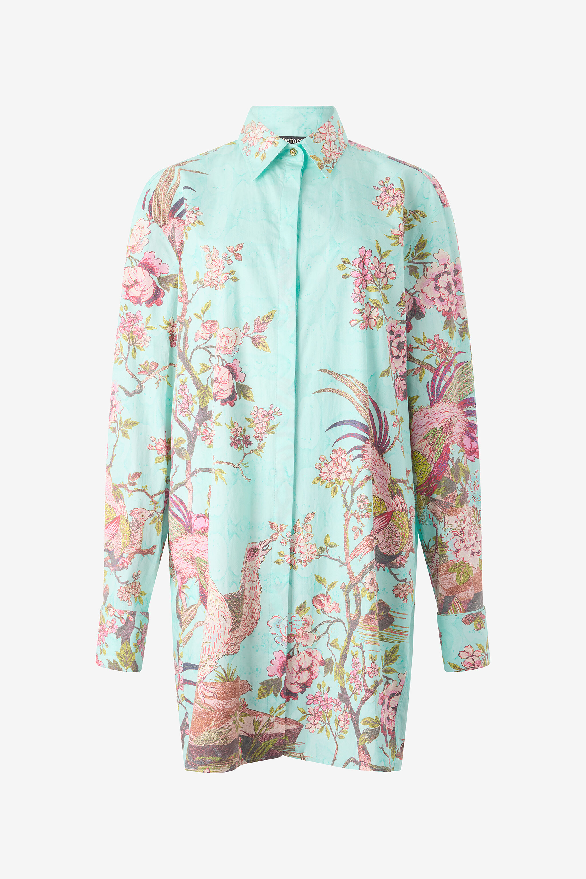 RC Shirt Dress with Naturalistic Motif Blue/Pink VKT160-RLP76
