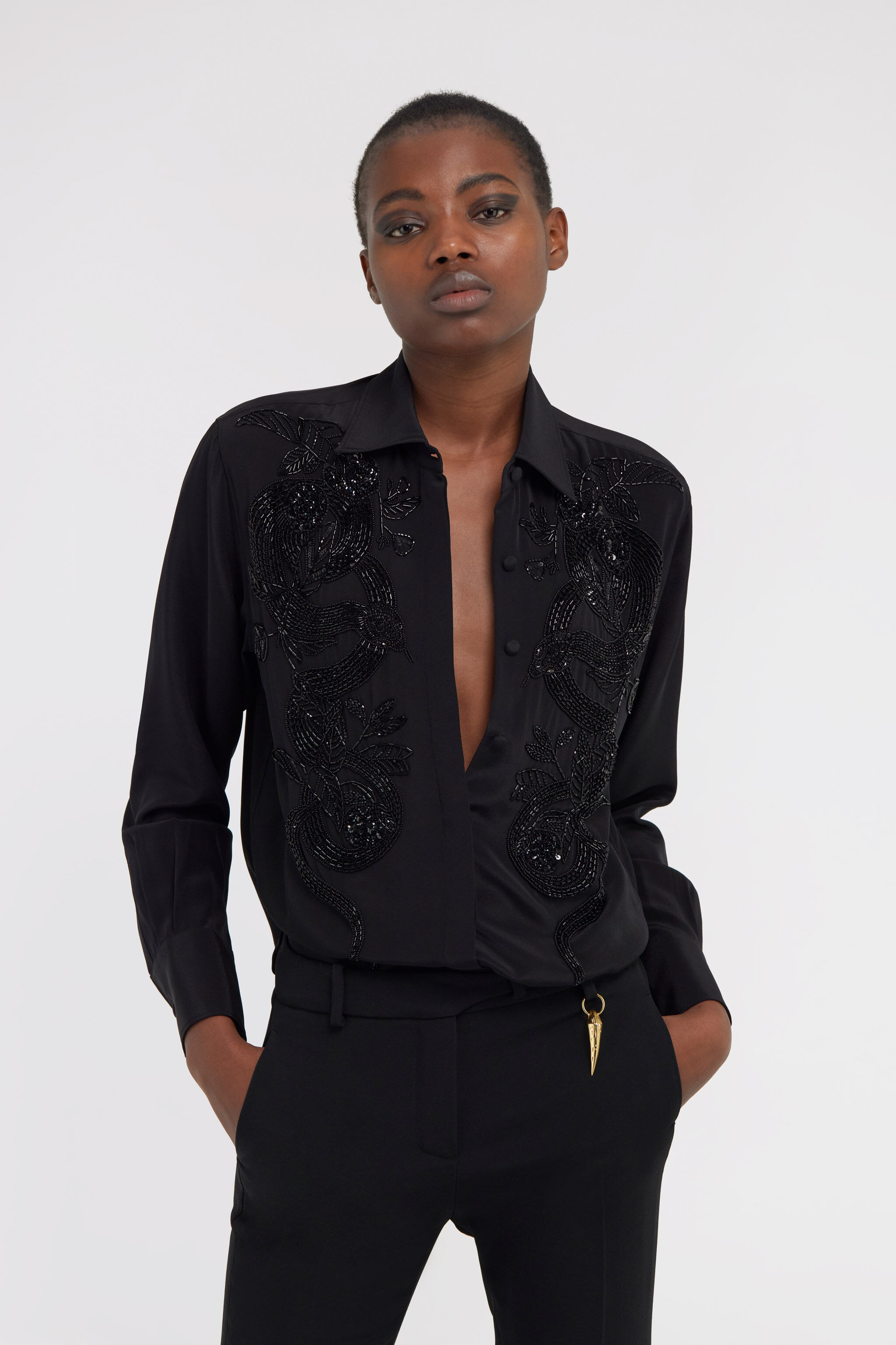 RC Shirt with lace Black SKR785-SY001
