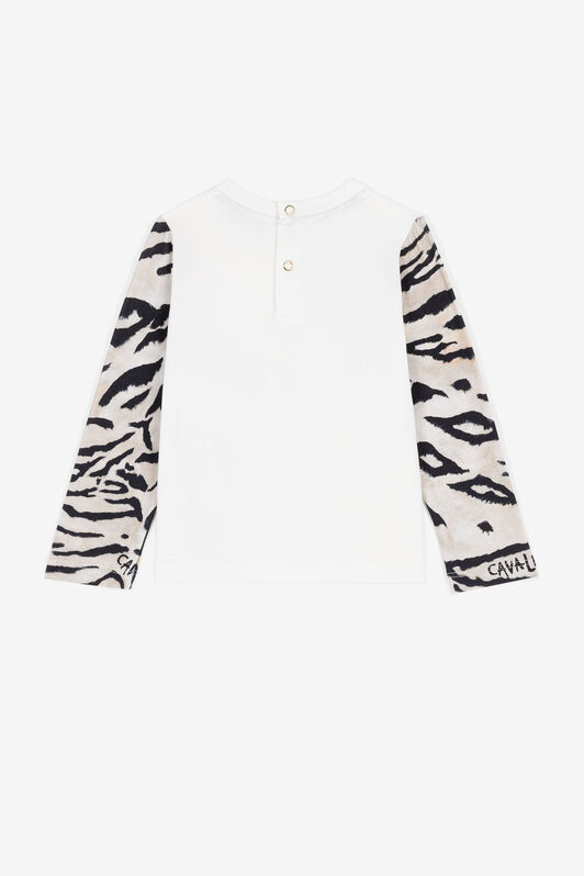 JU Tiger-Print T-Shirt Weiß NJT643-JV025