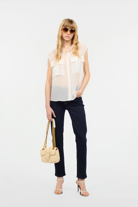 JC Top Smanicato See-Through Bianco UFT154-UF220