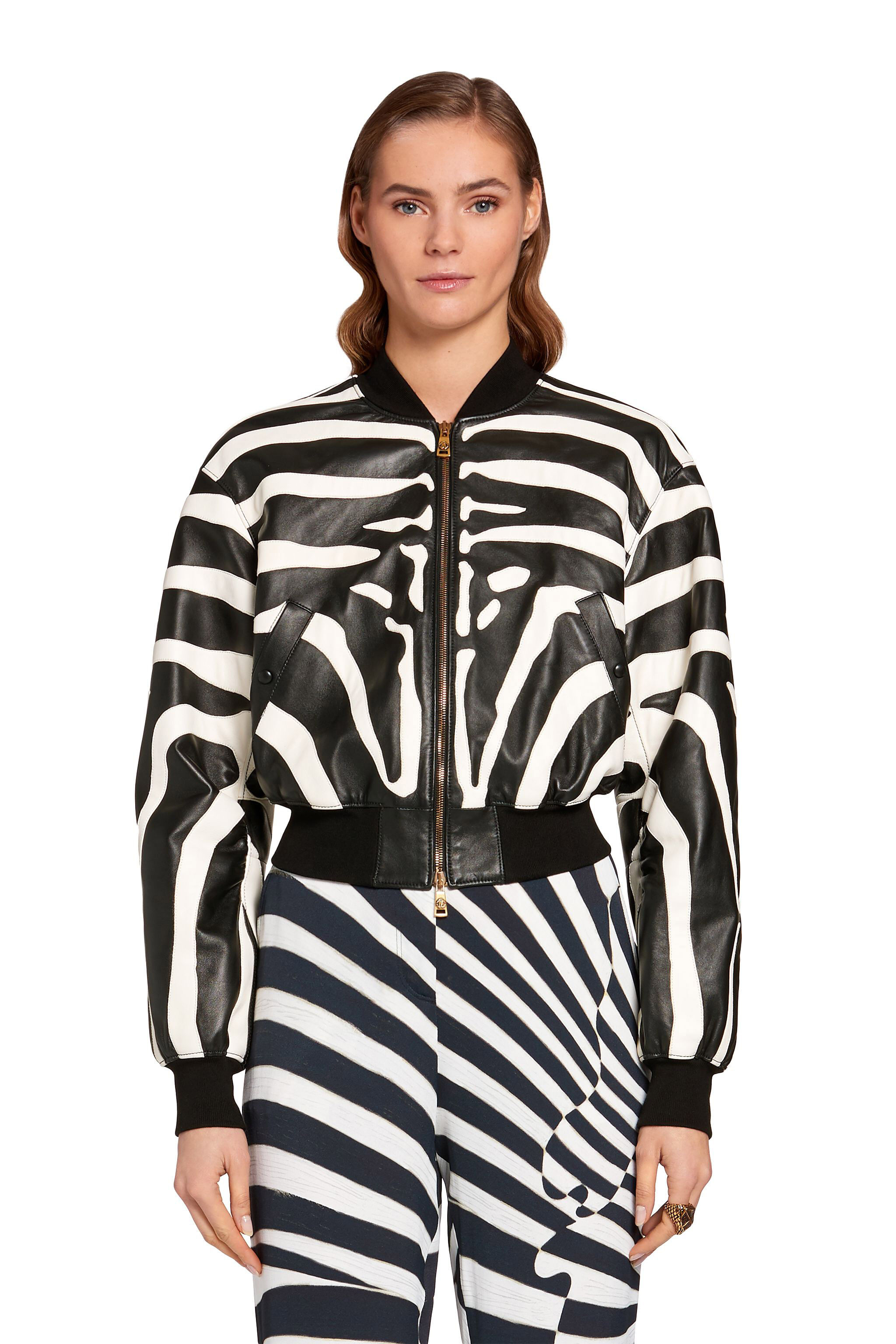 RC Bomber cropped con motivo Zebra Avantgarde BLACK/WHITE KWP805-PN048