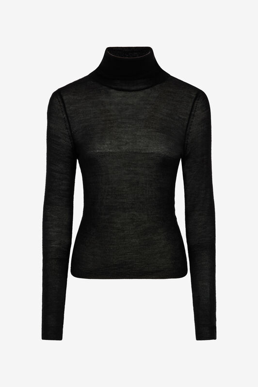 RC Silk/wool-Blend Turtleneck Black TWM601-KP001