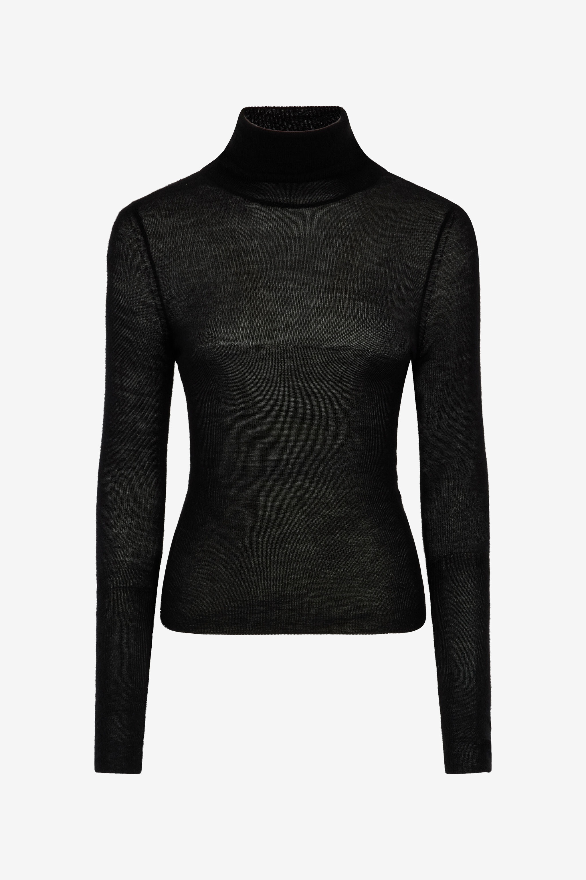 RC Silk/wool-Blend Turtleneck Black TWM601-KP001