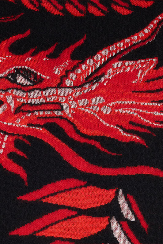 RC Long Sweater with Motif and Dragon RC Long Sweater with Motif and Dragon Black/Red VQM618-MPC02