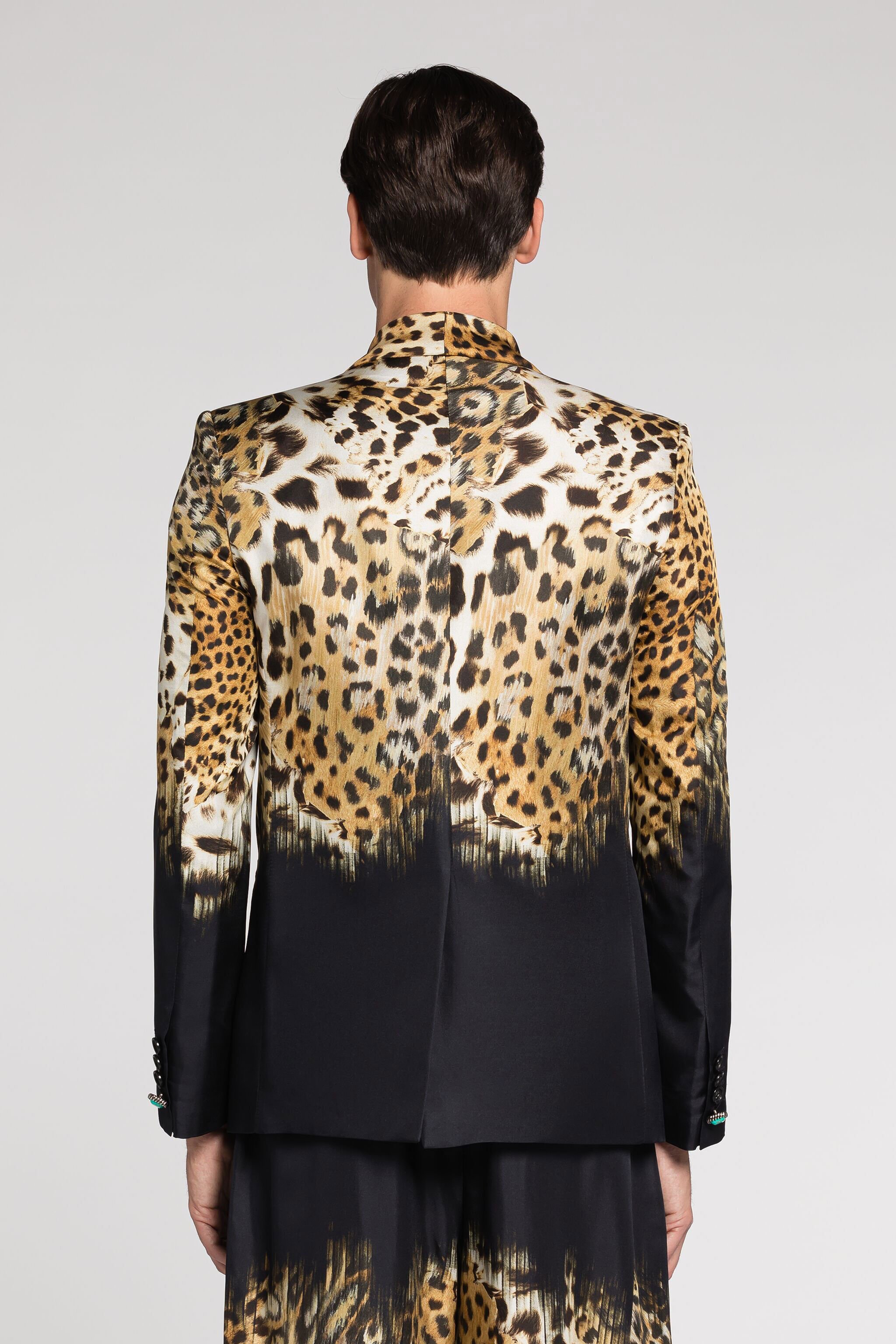 RC Leopard-Print Silk Blazer Light brown RRT450-2N411