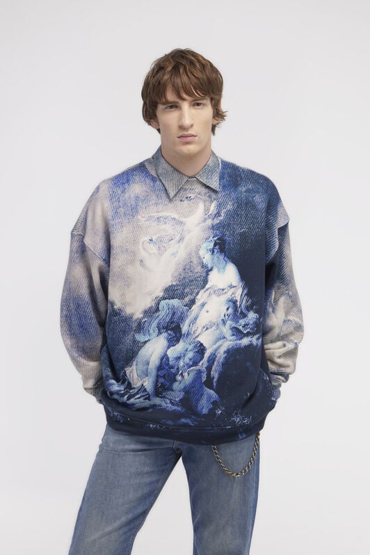 RC Sweatshirt with Denim Wild Leda print RC Sweatshirt with Denim Wild Leda print Dark blue RMT68B-5OI35