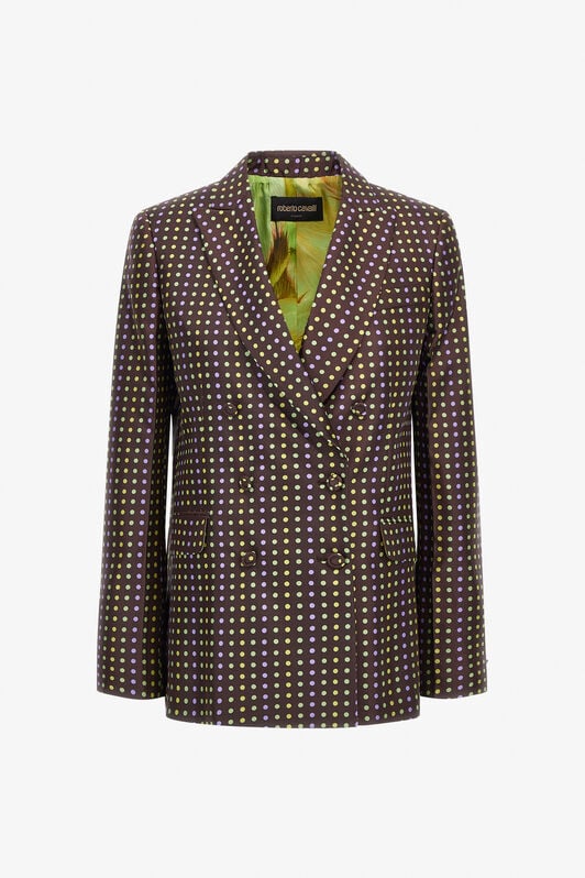 RC Polka Dot Silk Double-Breasted Jacket LIGHT BROWN SWT400-4QL72
