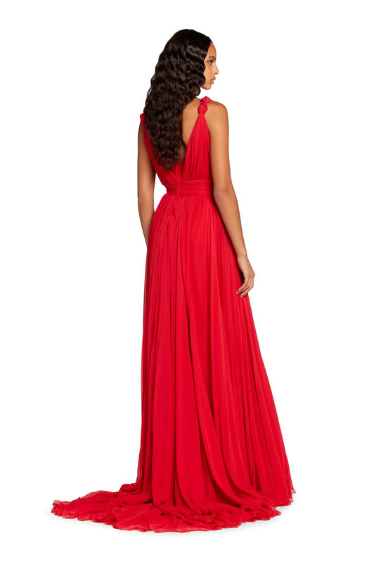 RC Bead-Embellished Silk Maxi Dress Red KCR105-GG051