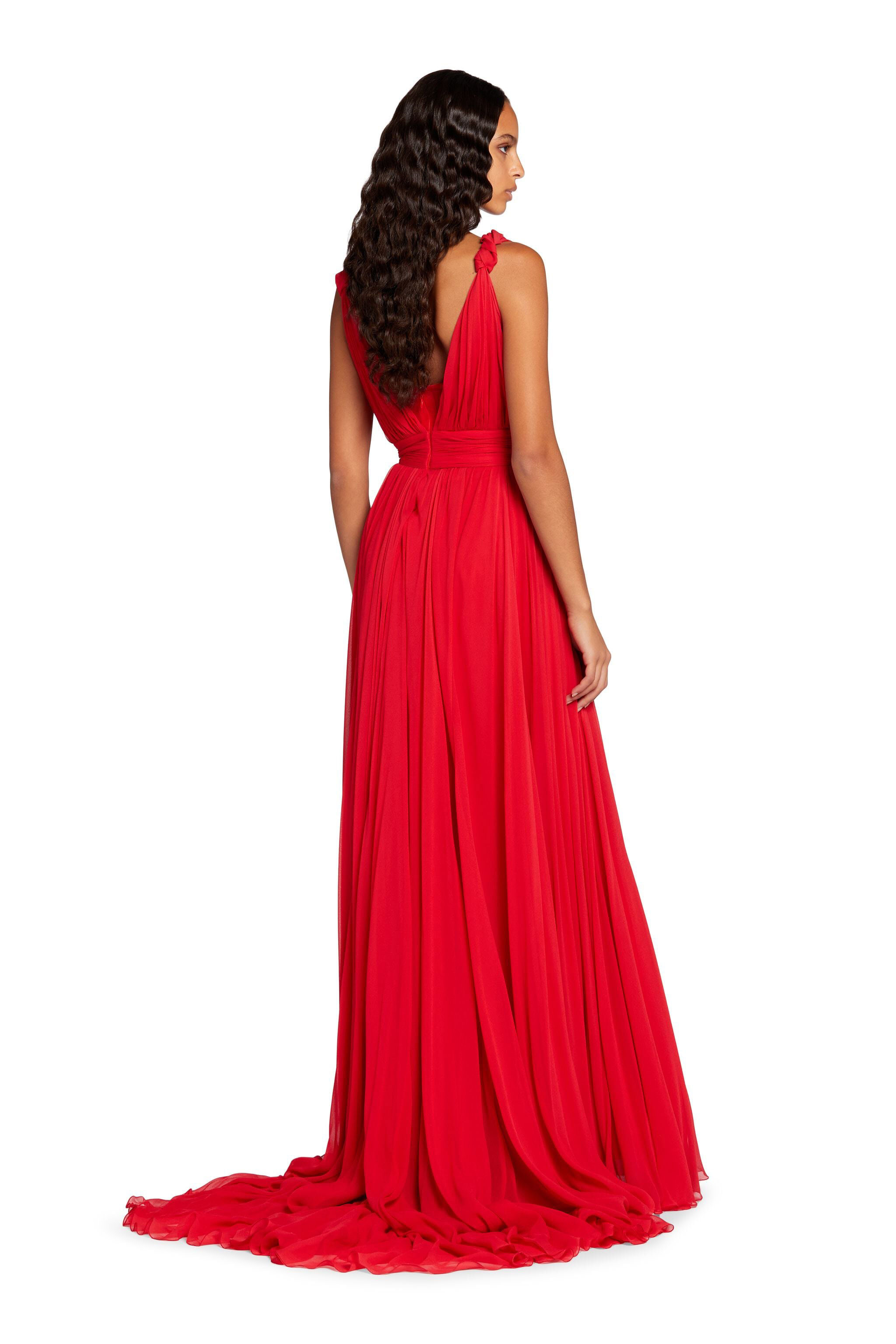 RC Bead-Embellished Silk Maxi Dress Red KCR105-GG051
