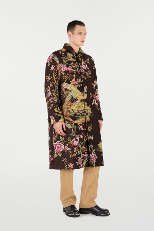 RC Cappotto In Misto Lana Con Paesaggio Naturale Marrone VRT520-FY103